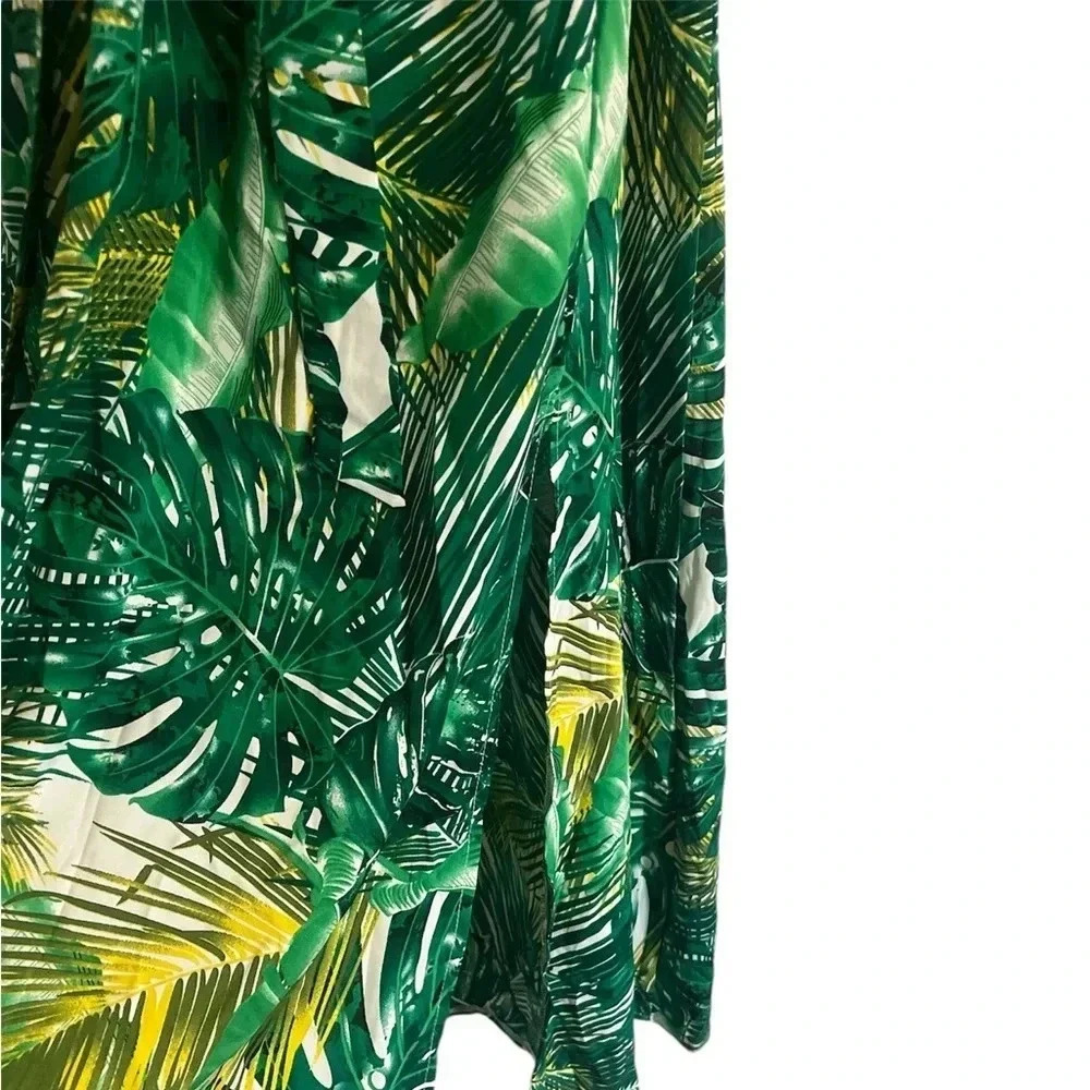 Tropical Green Off-Shoulder Maxi Dress Size: Small - Picture 7 of 17